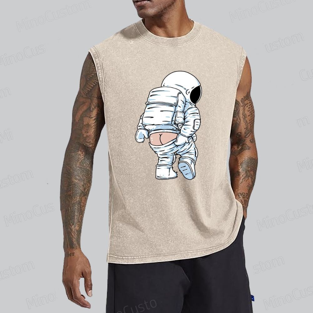 Unisex Funny Astronaut Washed Tank Top 