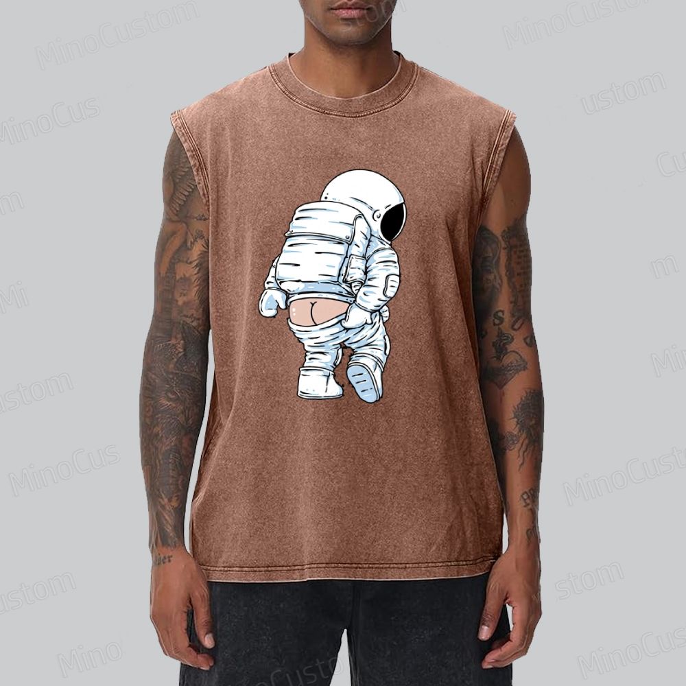 Unisex Funny Astronaut Washed Tank Top 