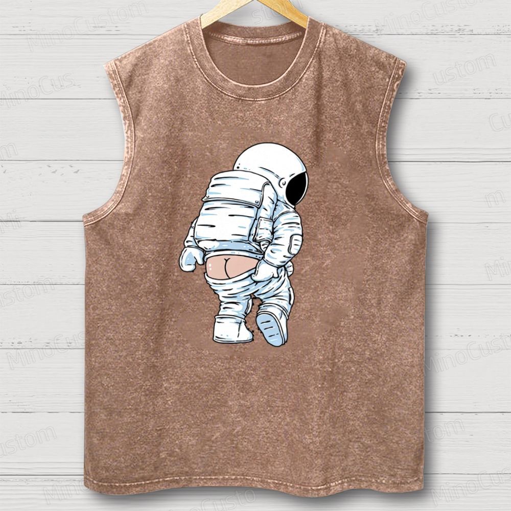Unisex Funny Astronaut Washed Tank Top 