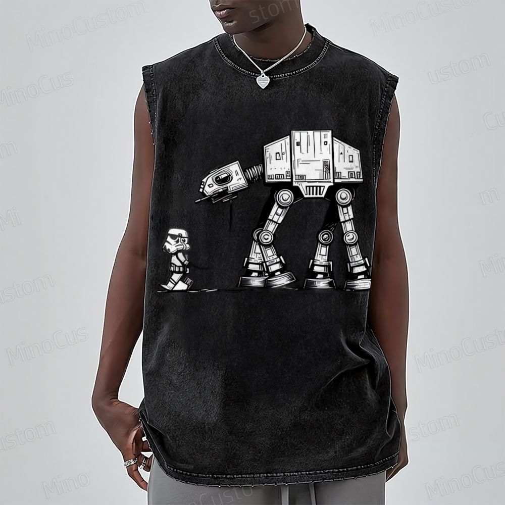 Unisex Empire Robot Dog-Star Battles Geek  Washed Tank Top