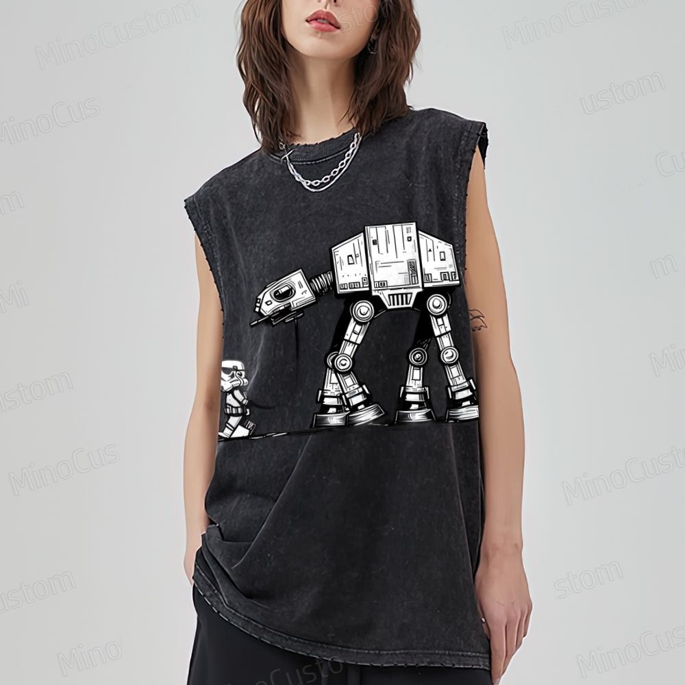 Unisex Empire Robot Dog-Star Battles Geek  Washed Tank Top