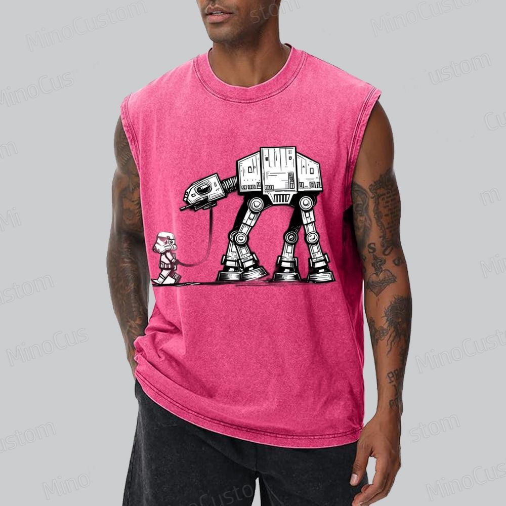 Unisex Empire Robot Dog-Star Battles Geek  Washed Tank Top