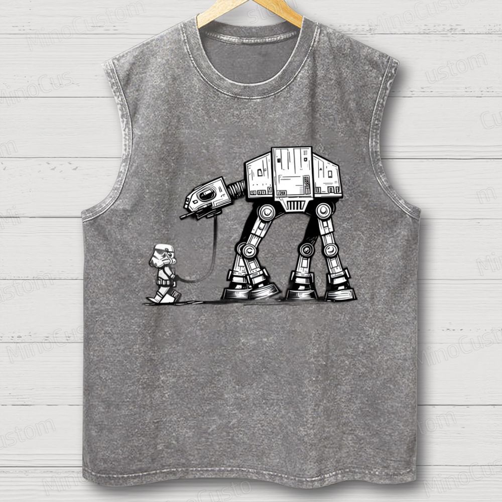Unisex Empire Robot Dog-Star Battles Geek  Washed Tank Top