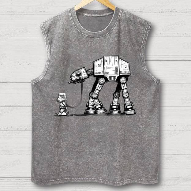 Unisex Empire Robot Dog-Star Battles Geek  Washed Tank Top