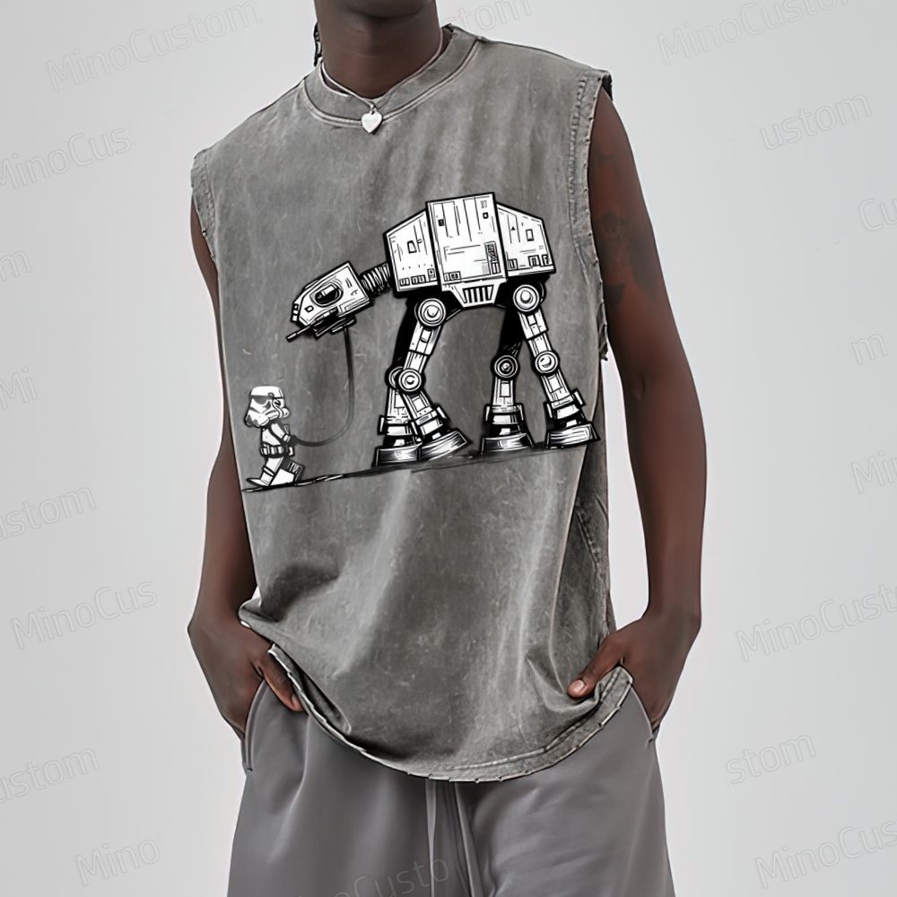 Unisex Empire Robot Dog-Star Battles Geek  Washed Tank Top