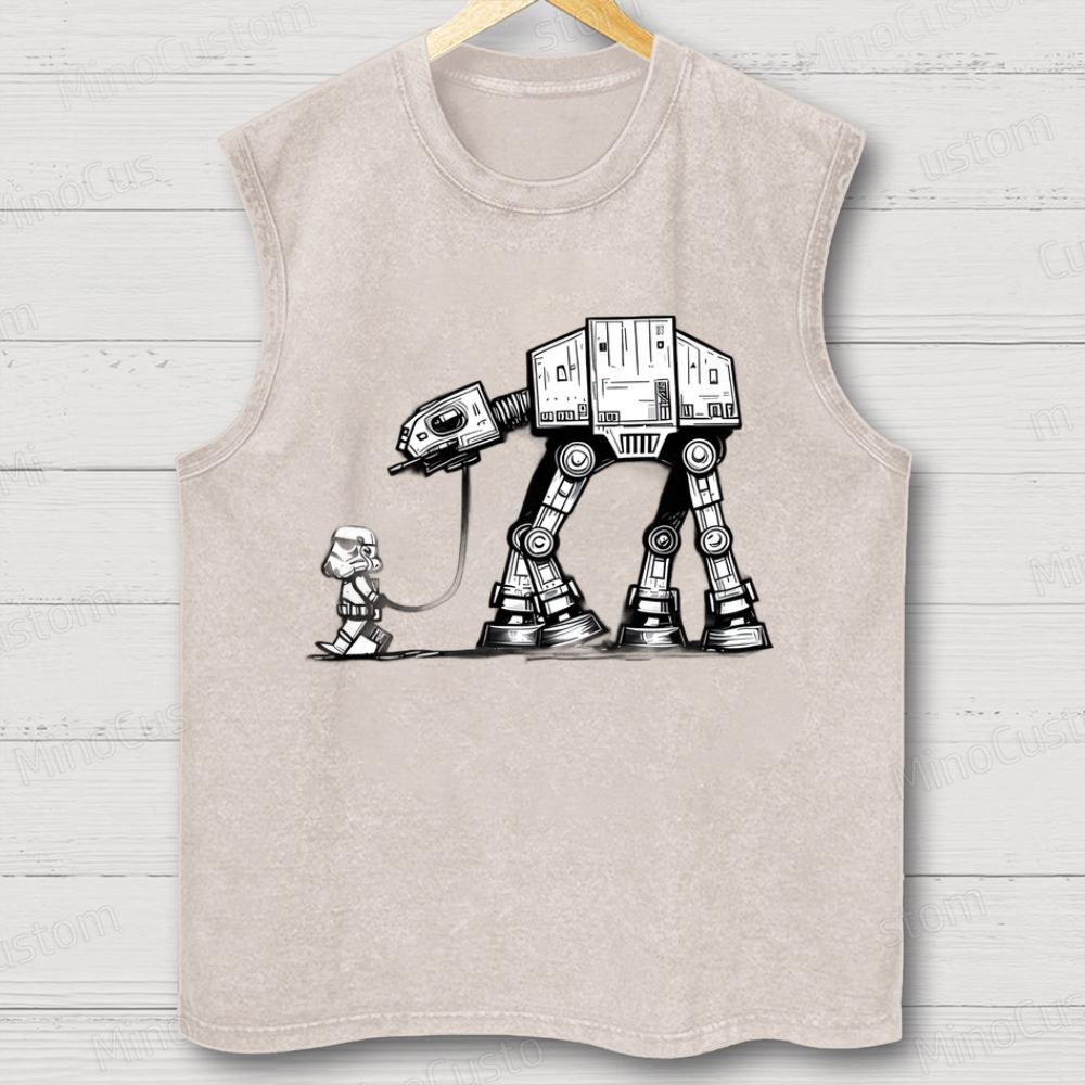 Unisex Empire Robot Dog-Star Battles Geek  Washed Tank Top