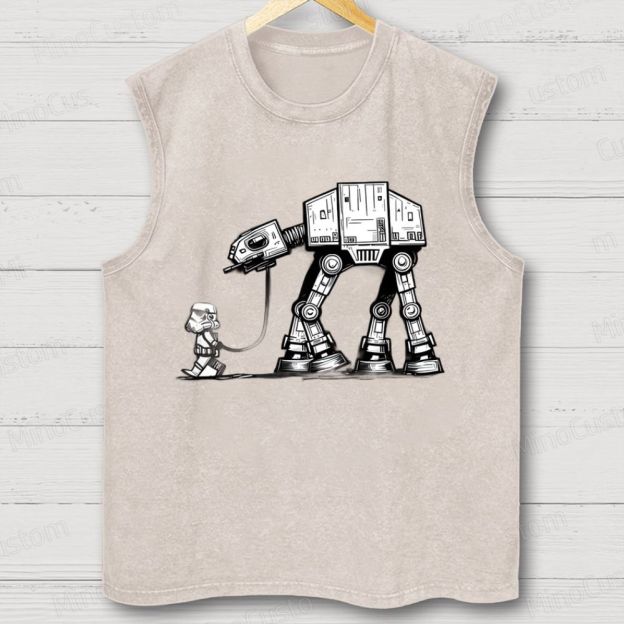 Unisex Empire Robot Dog-Star Battles Geek  Washed Tank Top