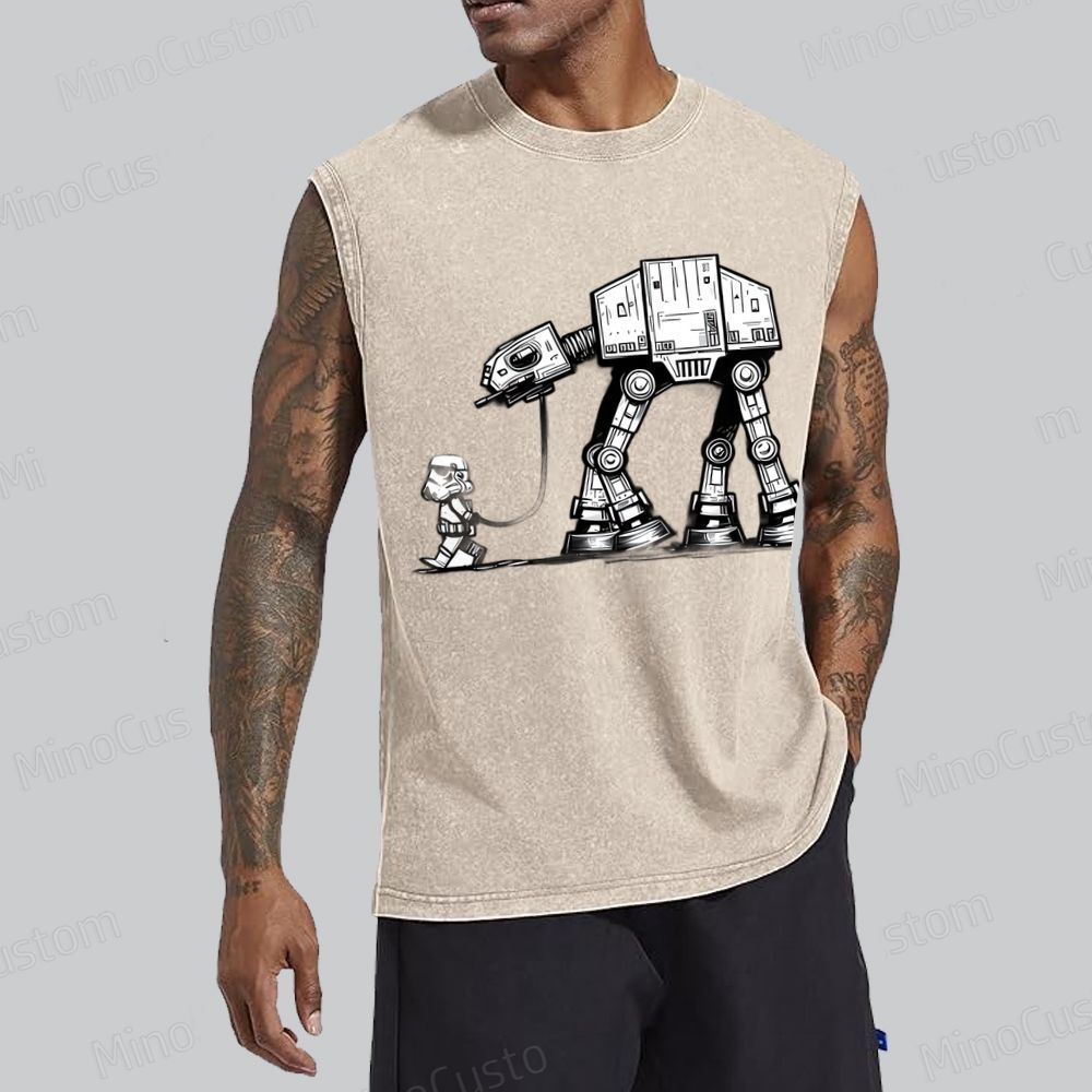 Unisex Empire Robot Dog-Star Battles Geek  Washed Tank Top