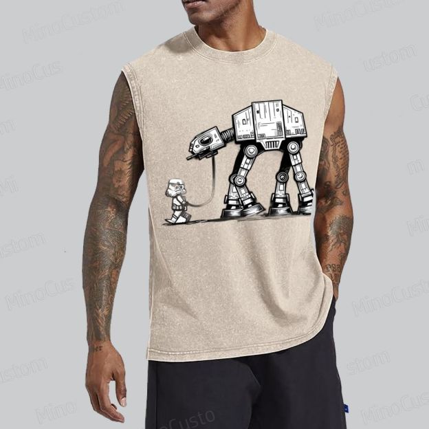 Unisex Empire Robot Dog-Star Battles Geek  Washed Tank Top