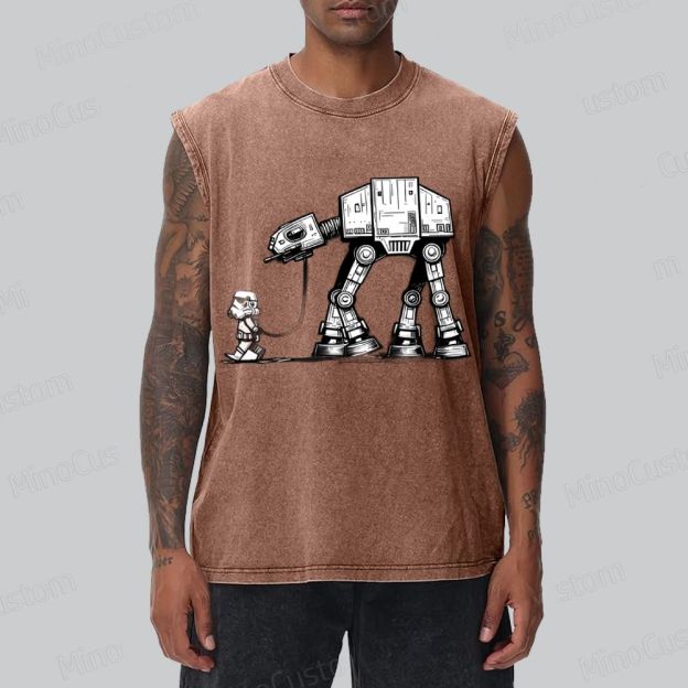Unisex Empire Robot Dog-Star Battles Geek  Washed Tank Top