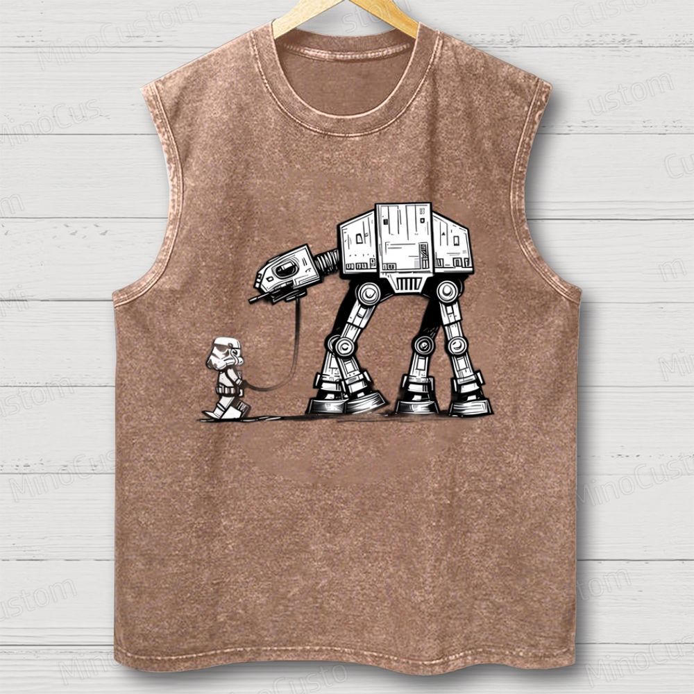 Unisex Empire Robot Dog-Star Battles Geek  Washed Tank Top