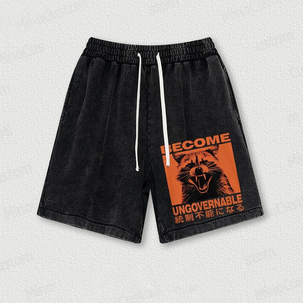 Ungovernable Raccoon Washed Vintage Shorts