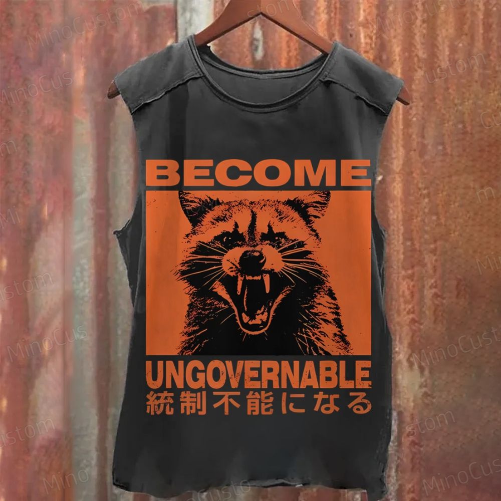 Ungovemable Raccoon  Washed Tank Top 