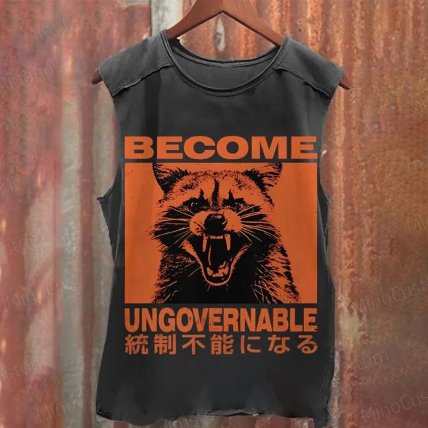 Ungovemable Raccoon  Washed Tank Top 