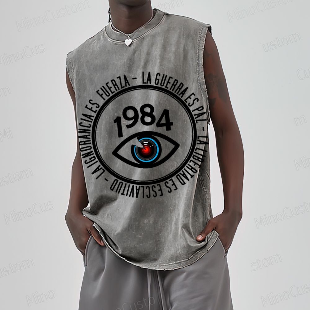 Vintage Washed "1984" Eye Graphic Tank Top