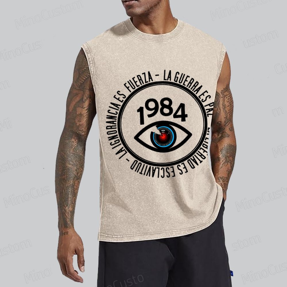 Vintage Washed "1984" Eye Graphic Tank Top
