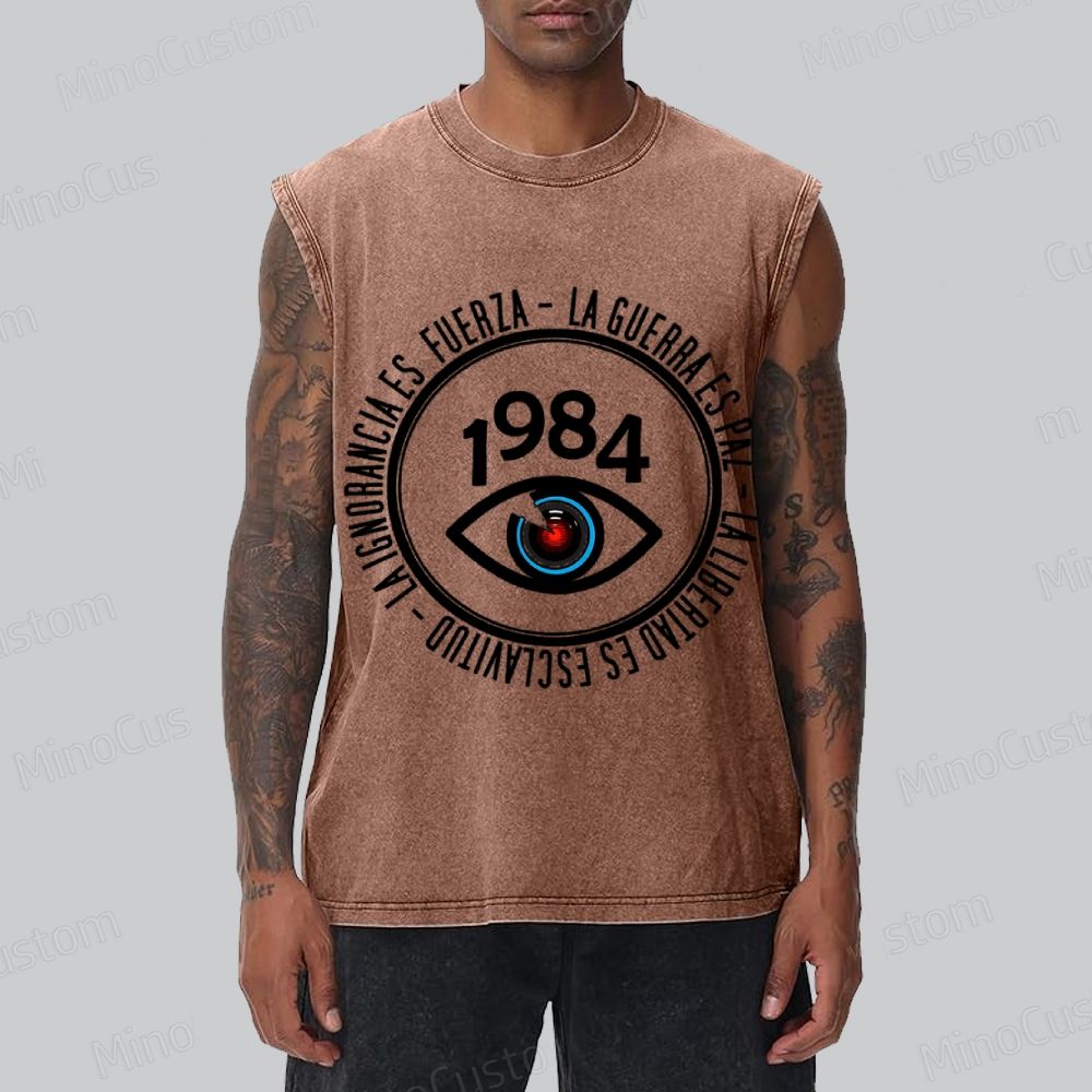 Vintage Washed "1984" Eye Graphic Tank Top