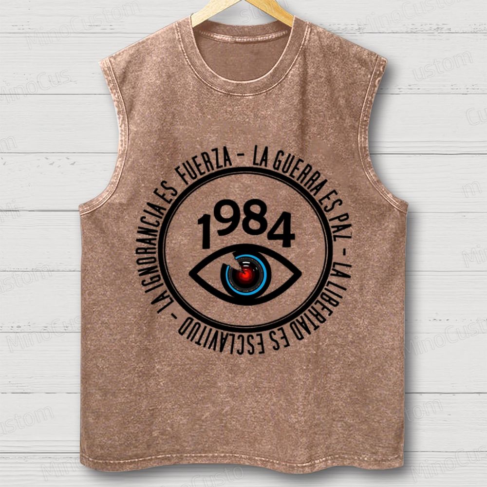 Vintage Washed "1984" Eye Graphic Tank Top