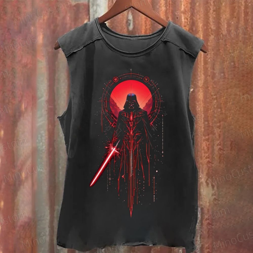 Washed Darth Vader Lightsaber Graphic Tank Top