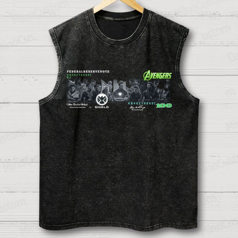 Unisex  Marvel Avengers T-shirt lron Man Last Supper Washed Tank Top 