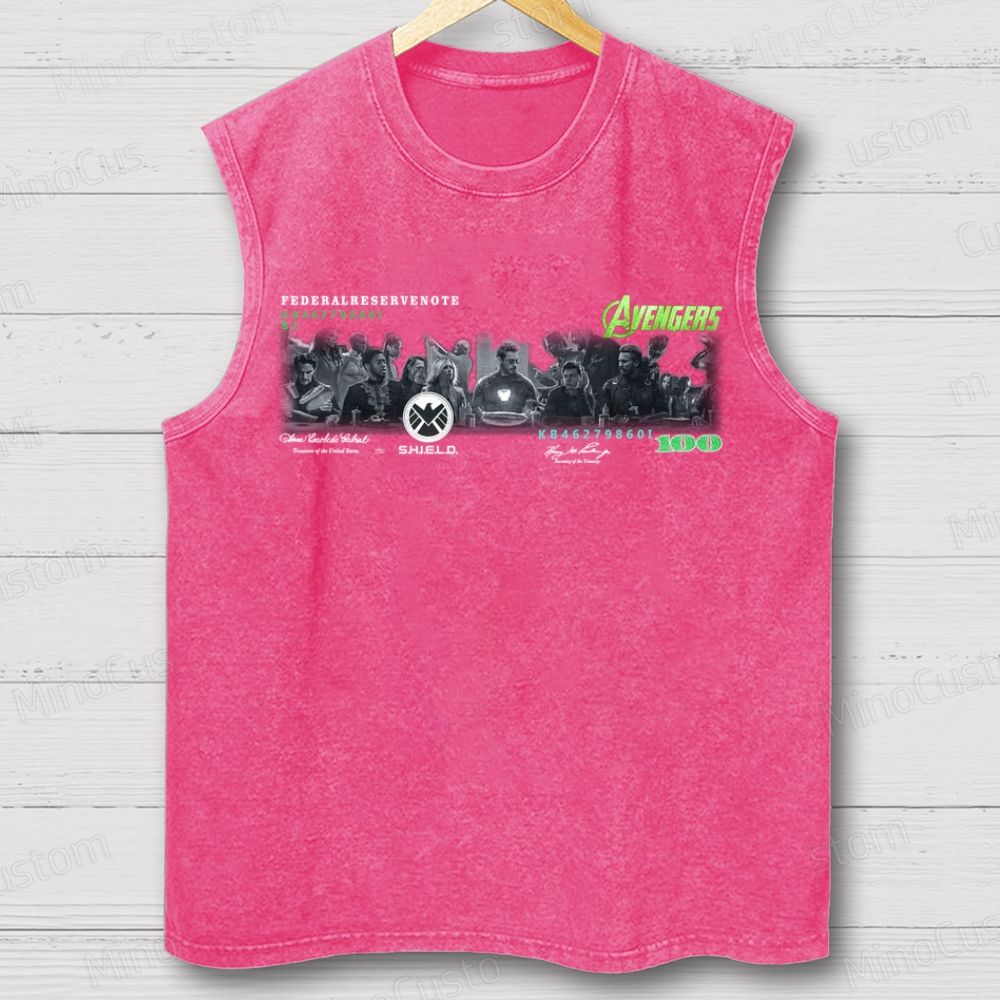 Unisex  Marvel Avengers T-shirt lron Man Last Supper Washed Tank Top 