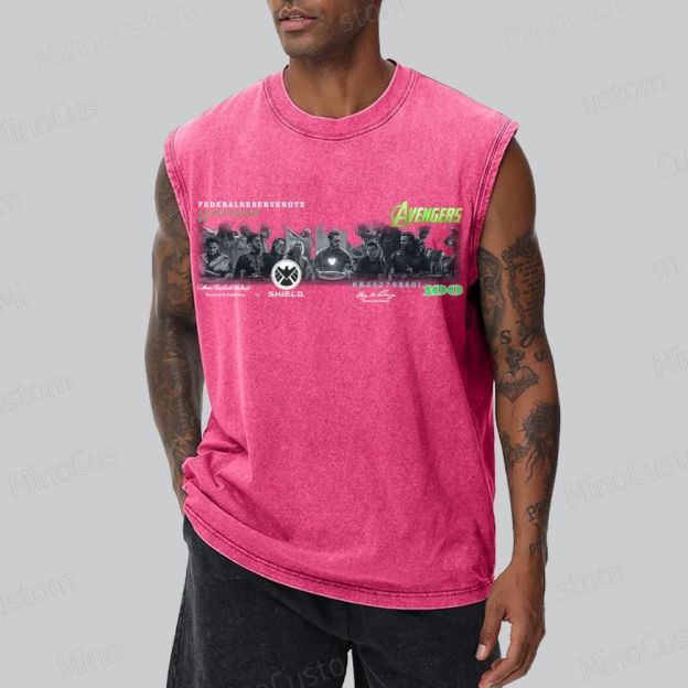 Unisex  Marvel Avengers T-shirt lron Man Last Supper Washed Tank Top 