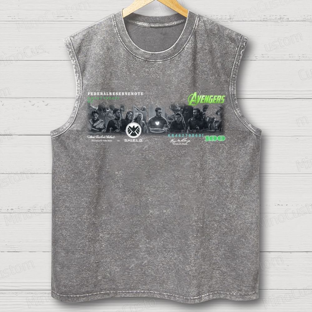 Unisex  Marvel Avengers T-shirt lron Man Last Supper Washed Tank Top 