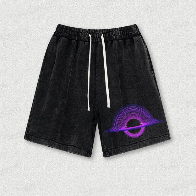 Purple Black Hole Washed Vintage Shorts 