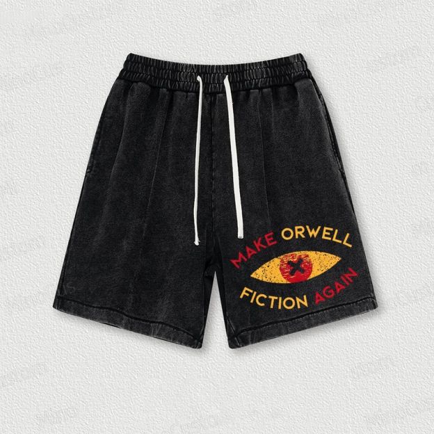 Make Orwell fiction again Washed Vintage Shorts 
