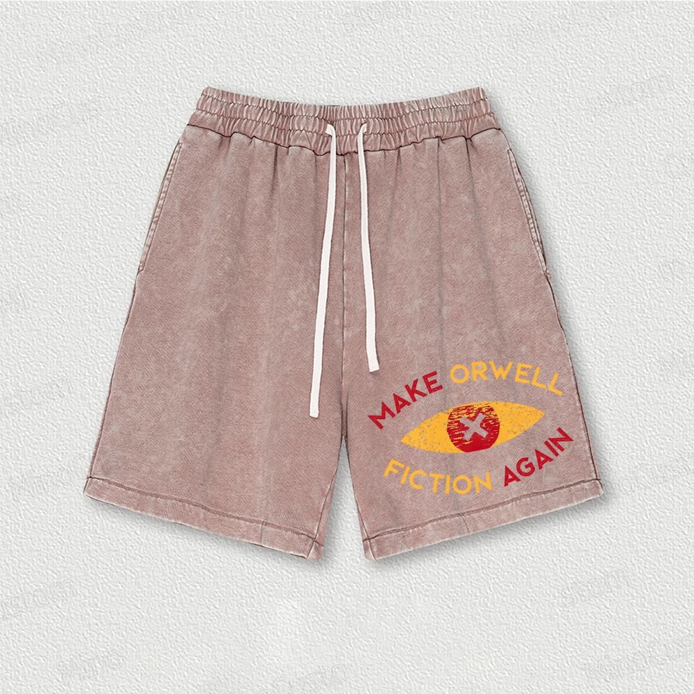 Make Orwell fiction again Washed Vintage Shorts 