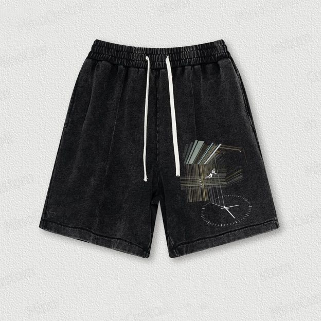 Secret Behino The Bookshelf Washed Vintage Shorts