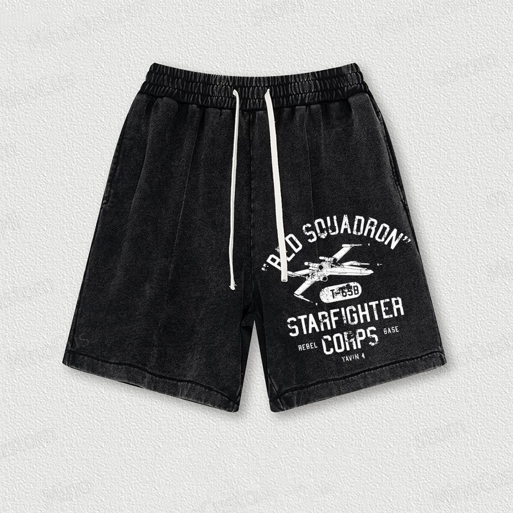  Star Battles Rebels X-Wing Starfighter Washed Vintage Shorts 