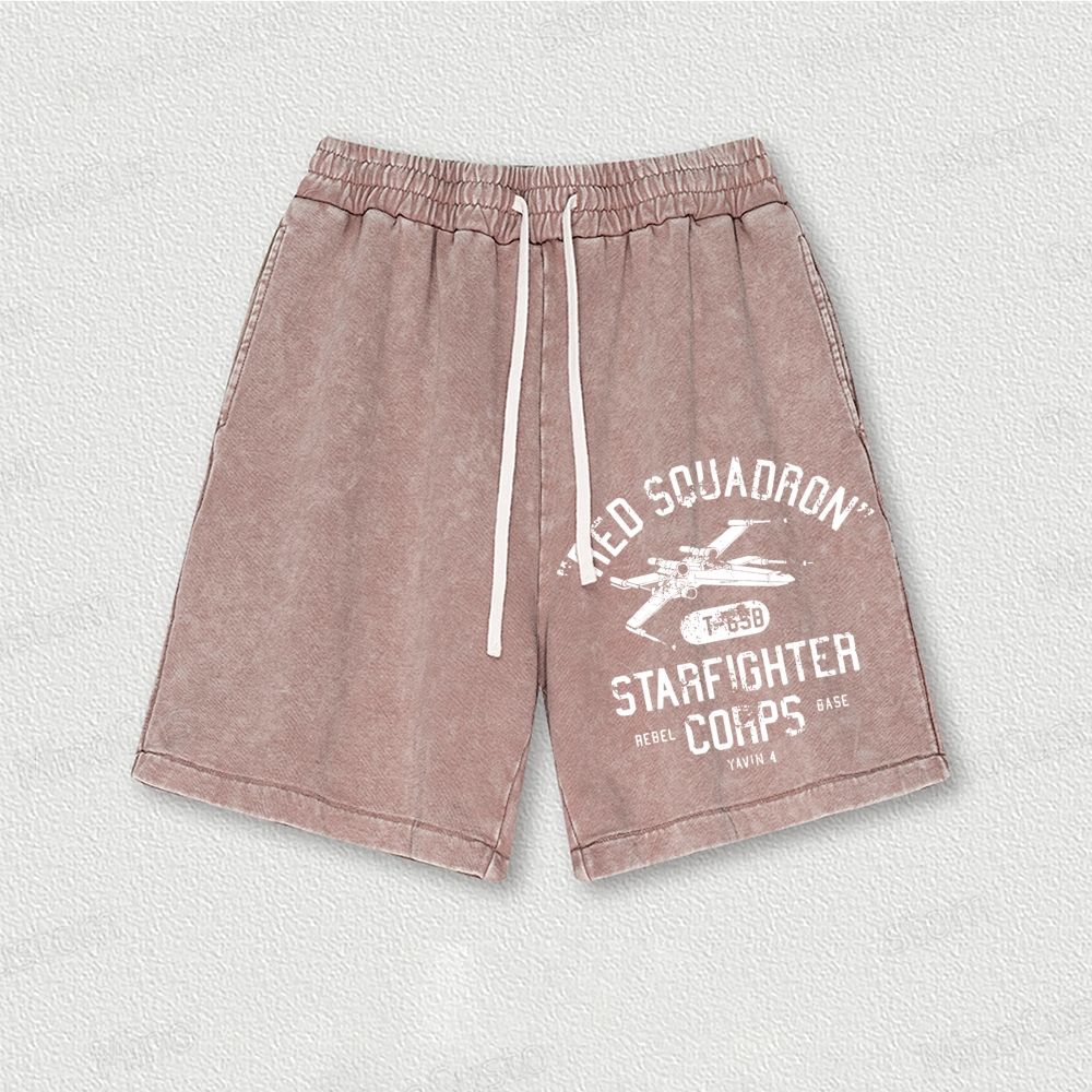  Star Battles Rebels X-Wing Starfighter Washed Vintage Shorts 