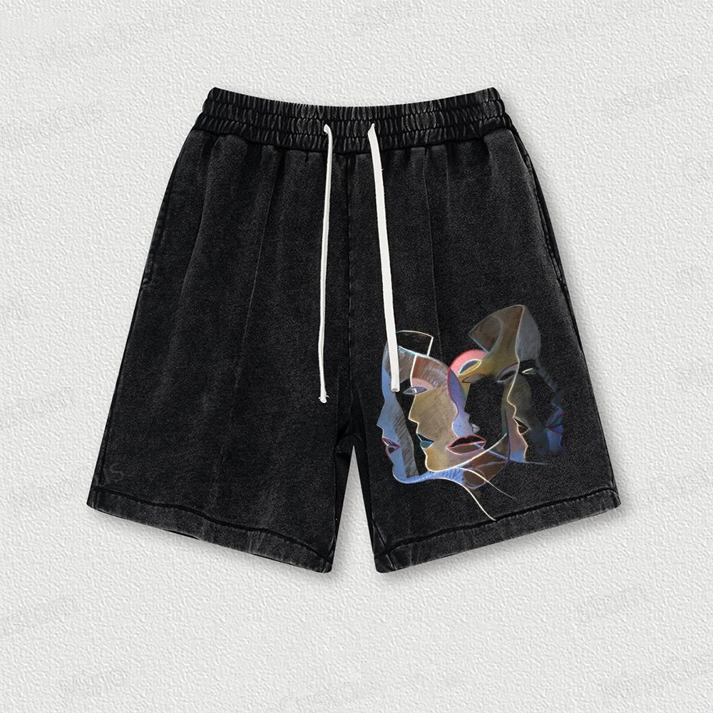 Layers Of Masks Washed Vintage Shorts 