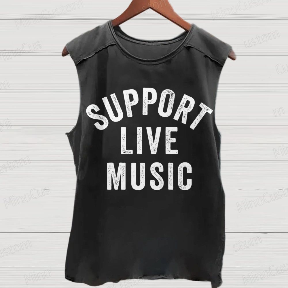 Support Live Music, Concert Festival, Musicians Music Lovers Pin Washed Vest