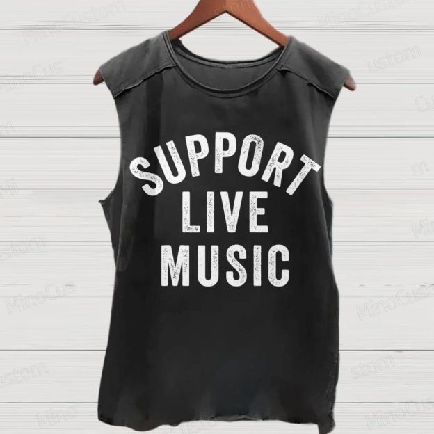 Support Live Music, Concert Festival, Musicians Music Lovers Pin Washed Vest