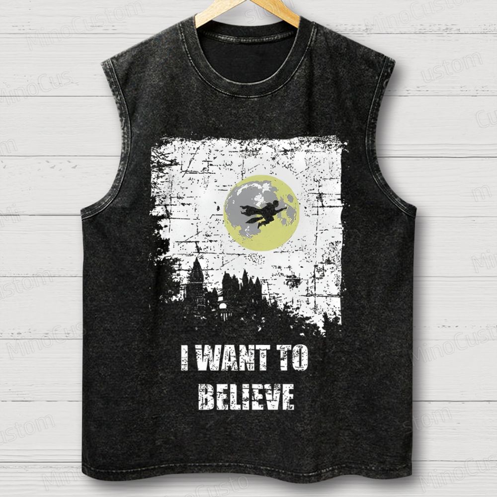 Unisex Believe Geek  Washed Tank Top