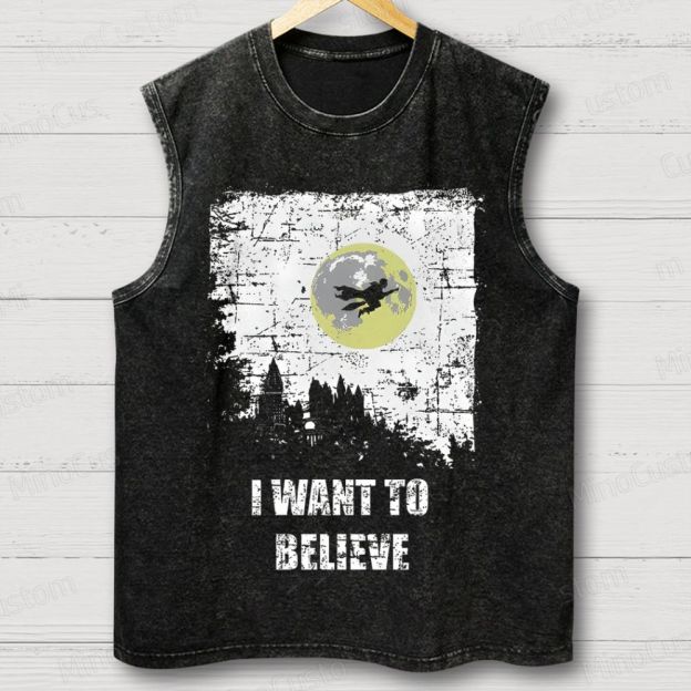 Unisex Believe Geek  Washed Tank Top