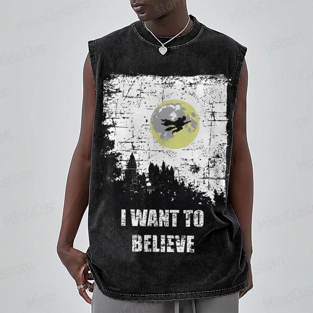 Unisex Believe Geek  Washed Tank Top