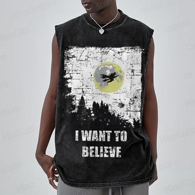 Unisex Believe Geek  Washed Tank Top