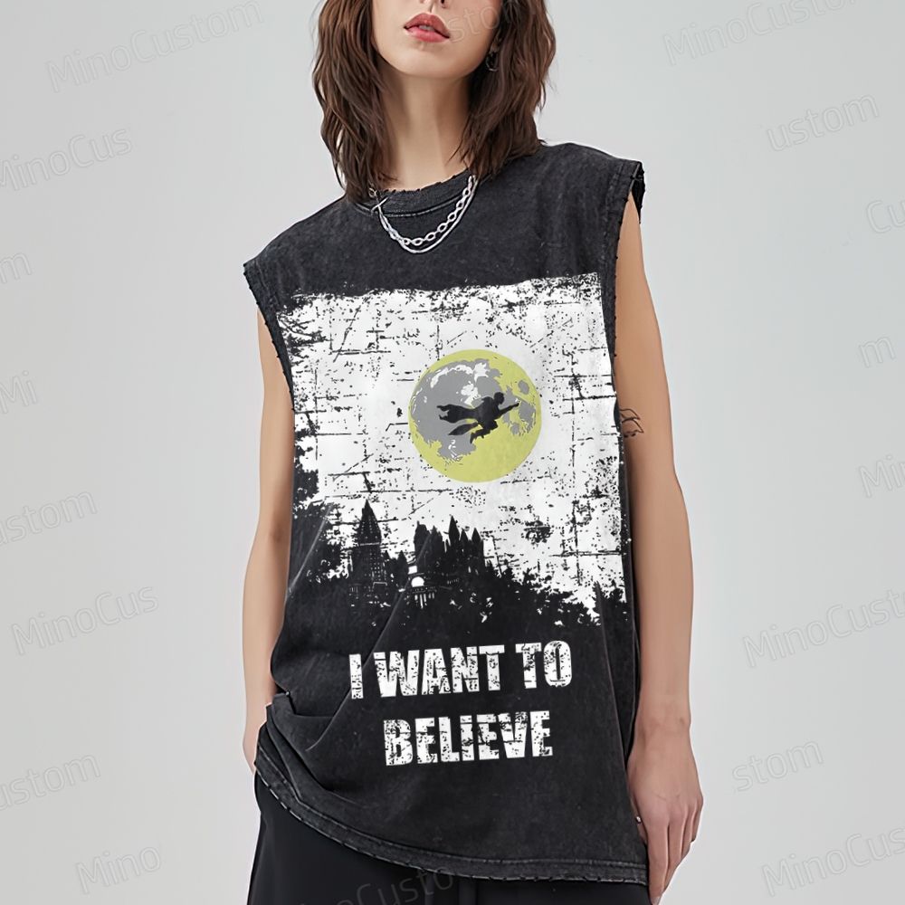 Unisex Believe Geek  Washed Tank Top