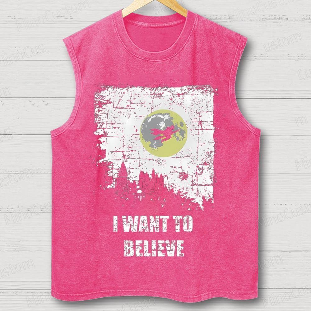 Unisex Believe Geek  Washed Tank Top