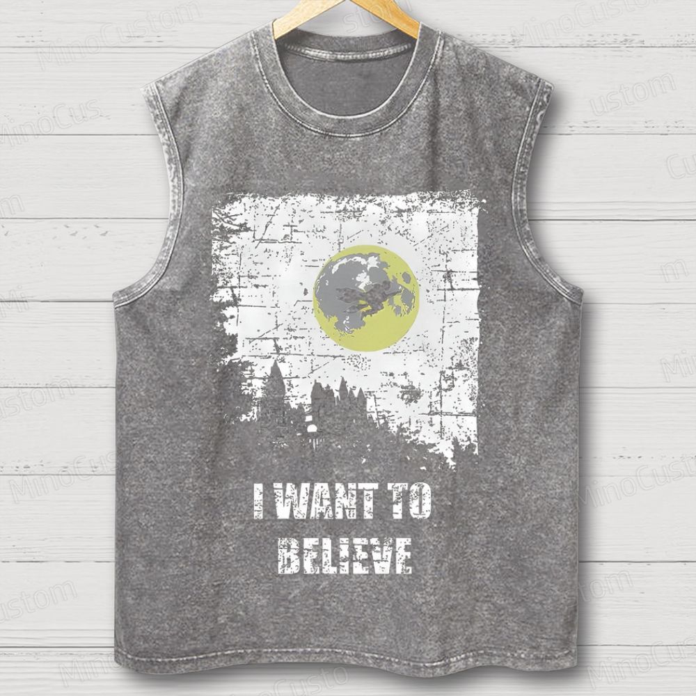 Unisex Believe Geek  Washed Tank Top