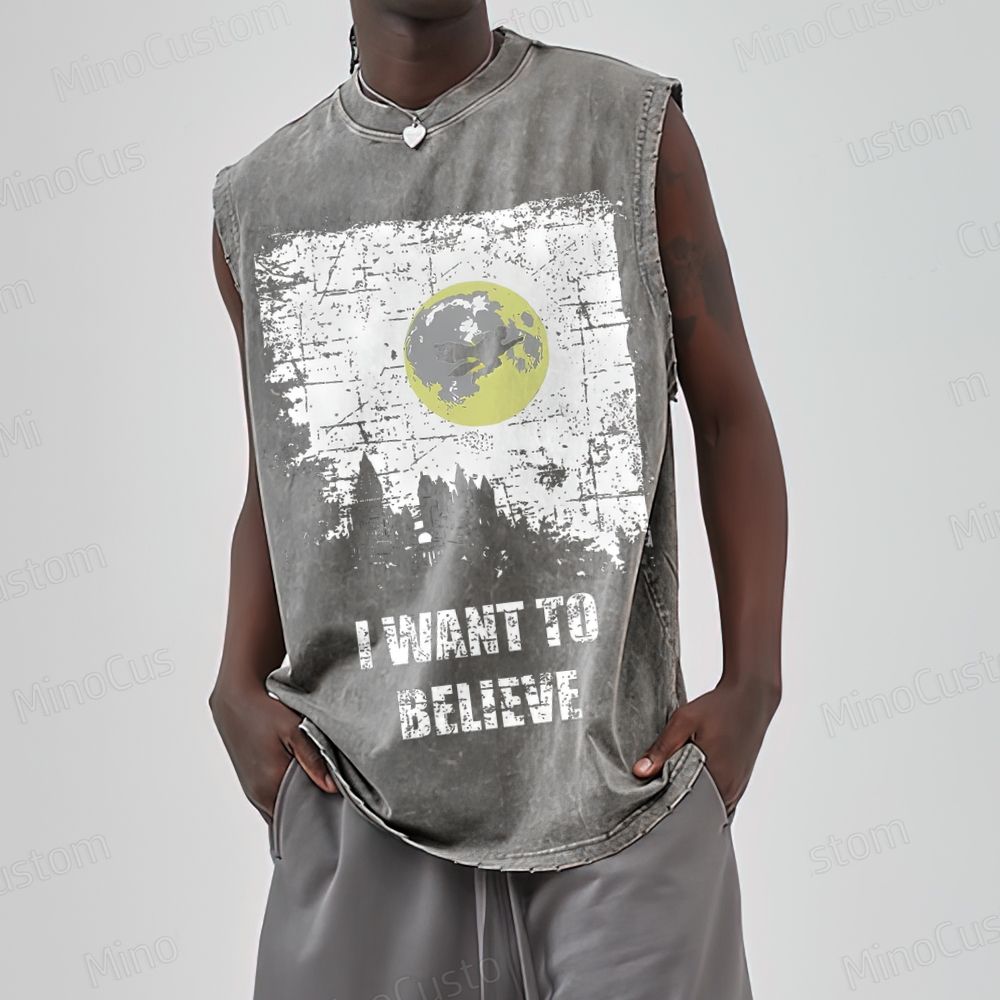 Unisex Believe Geek  Washed Tank Top