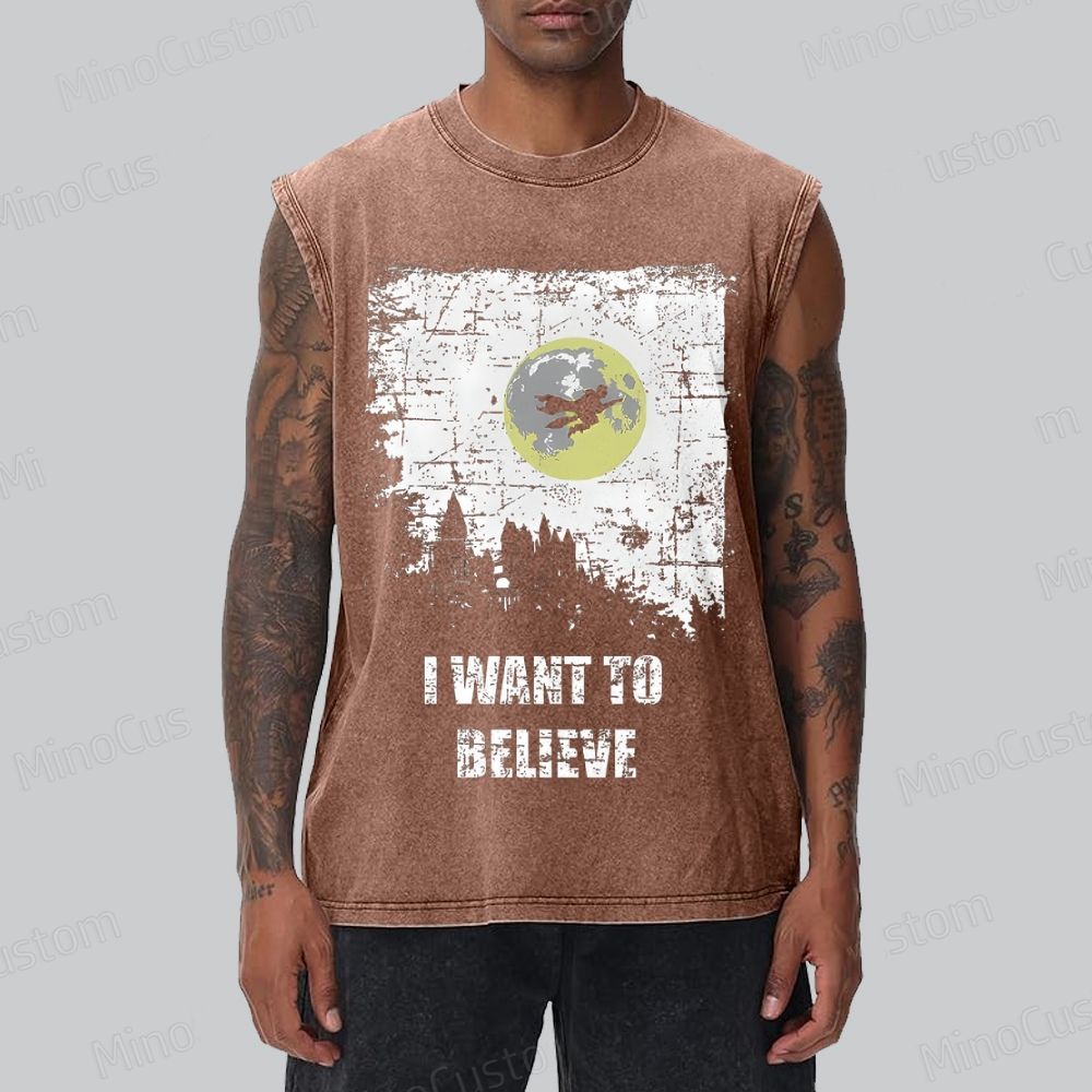 Unisex Believe Geek  Washed Tank Top
