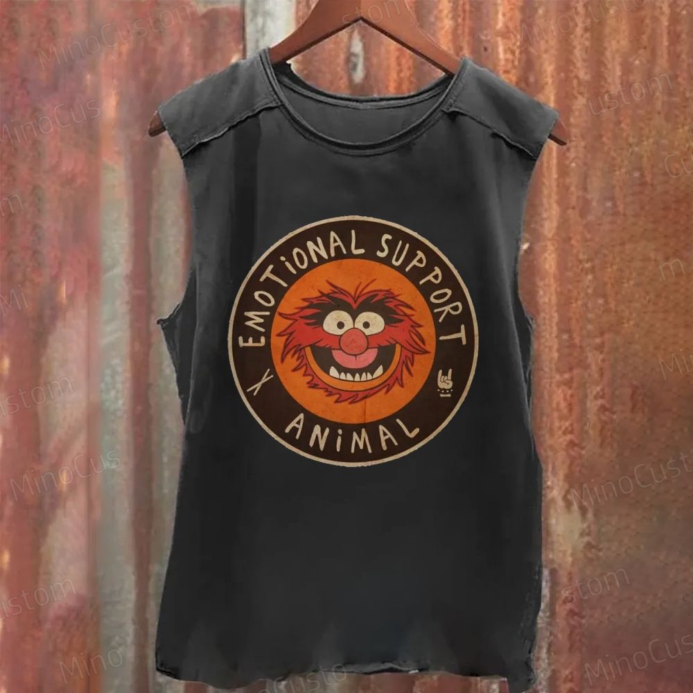 Muppets “Emotional Support Animal” Sleeveless Washed Tank Top