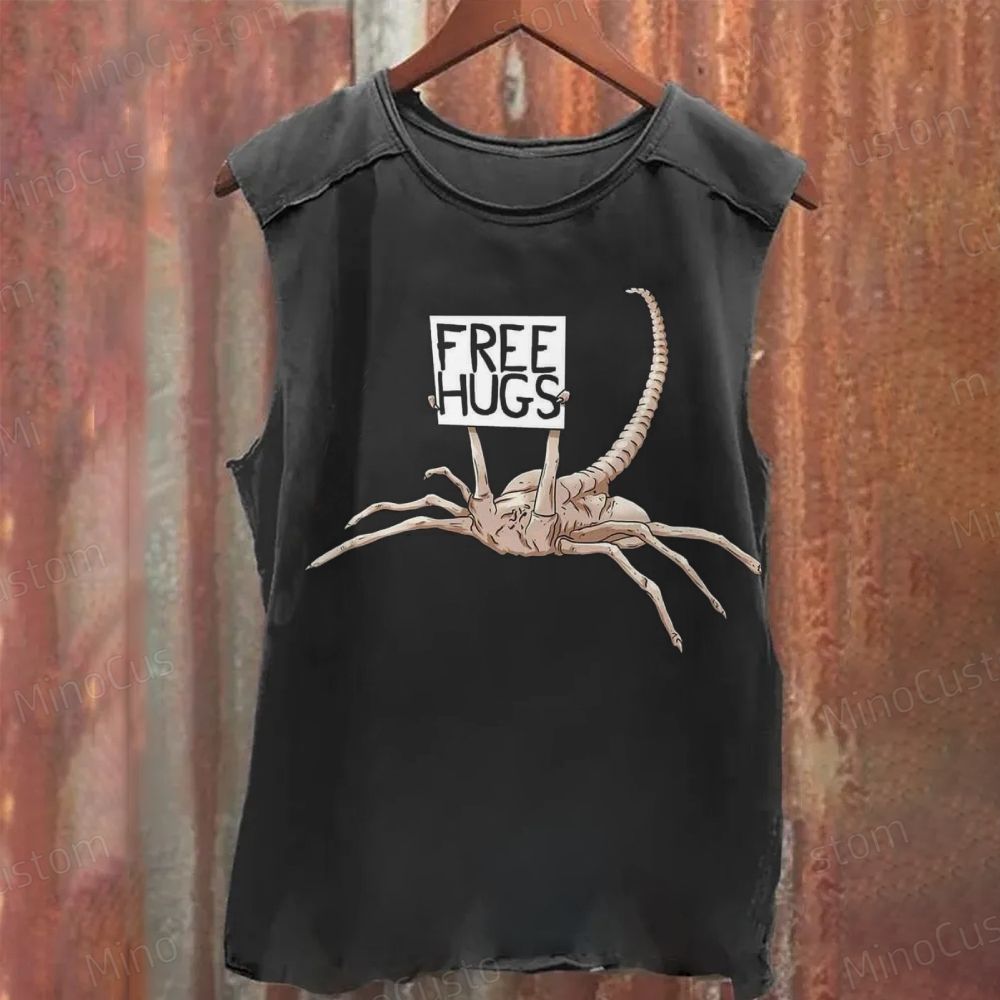 Alien Facehugger “Free Hugs” Sleeveless Washed Tank Top