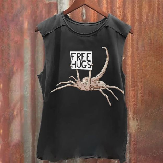 Alien Facehugger “Free Hugs” Sleeveless Washed Tank Top