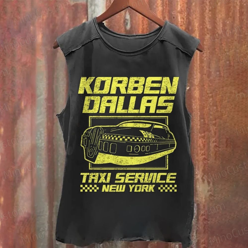 The Fifth Element Korben Dallas Taxi Service Sleeveless Washed Tank To