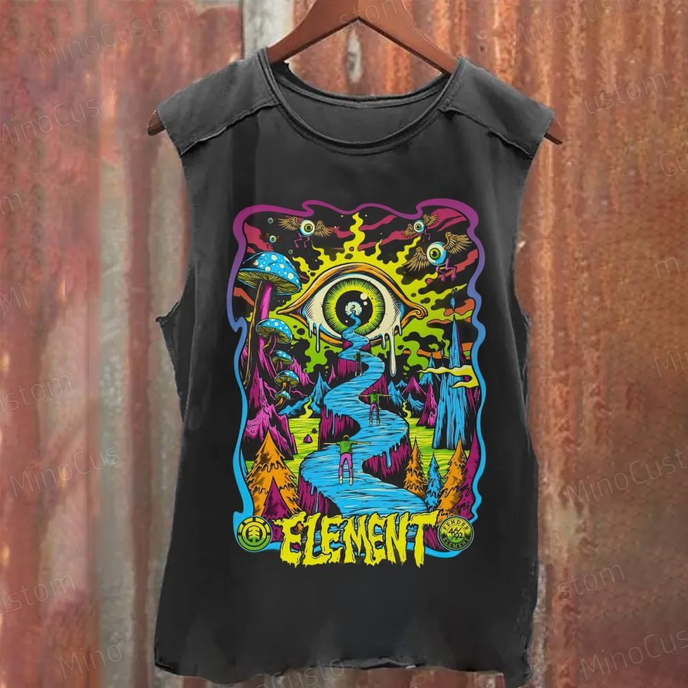 Psychedelic Elements Washed Tank Top